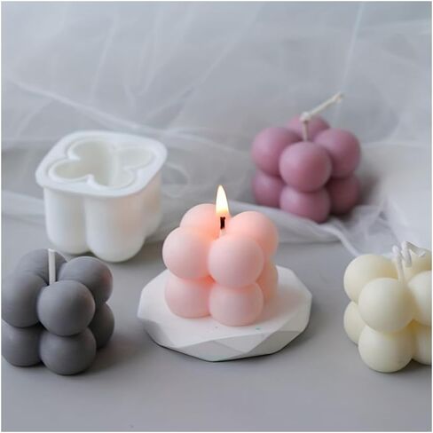 Silicone Candle Molds, 3D Sphere Cube Silicone Molds, Cozy Atmosphere Design, Colorless, BPA Free, Silicone Molds for Candle Making, DIY, Resin, Wax, Soap, Chocolate Etc - Large in Saudi Arabia