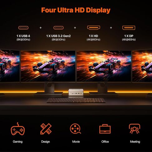 PELADN Mini PC Intel Core i7-12650H(Up to 4.7Ghz),Mini Computers 32GB RAM 1TB M.2 PCIe 3.0 NVMe 2280 SSD Mini Desktop Computers, WiFi6/Bluetooth5.2/4K DP HDMI Type-C USB4 for Home Office in Kuwait