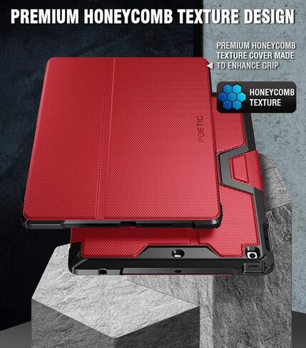 Poetic Explorer Case Designed for iPad 10.2 9th Generation (2021) / 8th Gen (2020) /7th Gen (2019) Case, Full Body Rugged Stand Folio Cover Case, Built-in Screen Protector and Pencil Holder, Black in Saudi Arabia