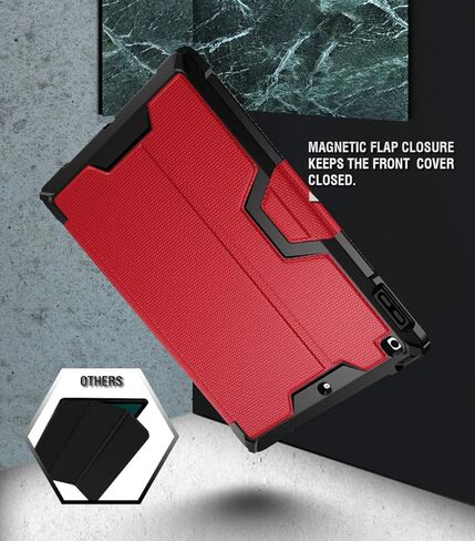Poetic Explorer Case Designed for iPad 10.2 9th Generation (2021) / 8th Gen (2020) /7th Gen (2019) Case, Full Body Rugged Stand Folio Cover Case, Built-in Screen Protector and Pencil Holder, Black in Saudi Arabia