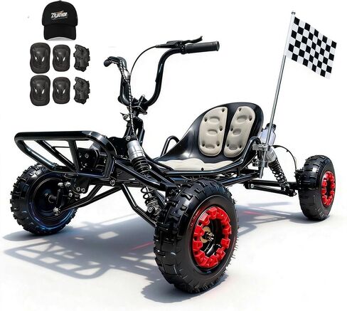 Zyliathor 212cc 4-Stroke Go Kart تعمل بالغاز، CVT Go Kart مع سلسلة 420، حتى 45 ميلاً في الساعة، قرص خلفي هيدروليكي، تعليق مستقل رباعي العجلات، إطارات 145/70-6، للمراهقين والبالغين، مسارات الفناء الخلفي in Kuwait