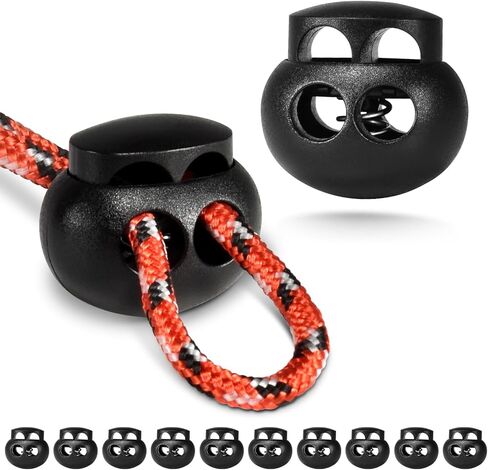 25pcs Plastic Cord Lock for Paracord, Spring Cord Lock End Stopper Fastener Slider Double Hole Toggles Clip for Drawstrings Lanyard Paracord Elastic Bungee Shock Rope Shoe Lace Tie Locks Shoelace Clip in Saudi Arabia