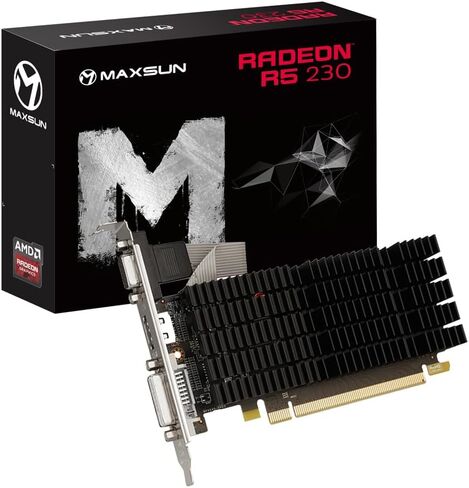 بطاقة الرسومات maxsun AMD Radeon R5 220 2GB GPU (DVI-I، HDMI، VGA) - جاهزة للملف الشخصي المنخفض in Kuwait