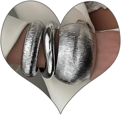 SAMOCO 3Pcs Chunky Bangle Bracelets for Women Trendy Wide Wrist Cuff Bracelets Stack Statement Bangle Fashion Gifts in Saudi Arabia