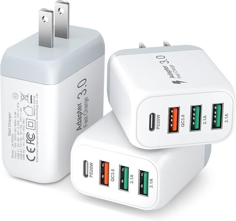 شاحن حائط USB C 5 حزم، Bangfun 40W QC+PD 3.0 كتل شحن سريعة متعددة المنافذ USB محول طاقة قابس الحائط متوافق مع iPhone 17 16e 15 14 13 12 11 Pro Max Air، Galaxy، Pixel (أسود) in Saudi Arabia