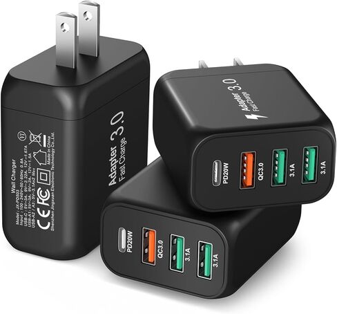 USB C Wall Charger 5 Pack, Bangfun 40W QC+PD 3.0 Fast Charging Blocks Multi Port USB Wall Plug Power Adapter Compatible for iPhone 17 16e 15 14 13 12 11 Pro Max Air, Galaxy,Pixel(Black) in Saudi Arabia