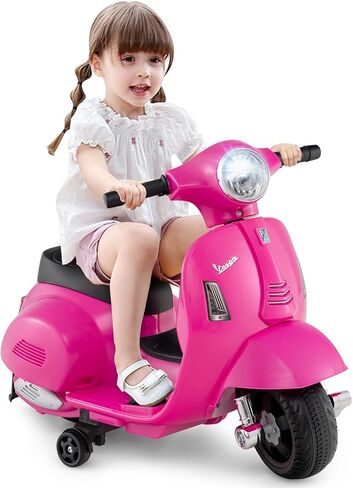 Costzon Toddler Motorcycle, 12V Licensed Vespa Ride on Motorcycle with Training Wheels, LED Headlight & Horn Sound, Ride on Toy, Battery Powered Motorbike, Gift for Boys & Girls, Gift (12V,Rose Pink) in Saudi Arabia