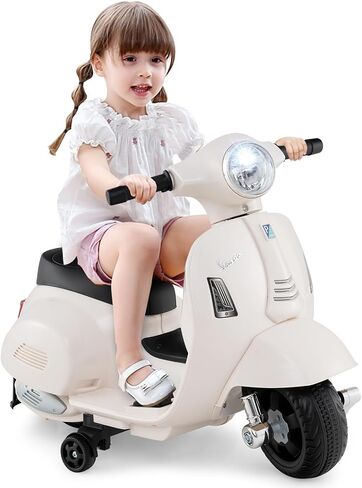 Costzon Toddler Motorcycle, 12V Licensed Vespa Ride on Motorcycle with Training Wheels, LED Headlight & Horn Sound, Ride on Toy, Battery Powered Motorbike, Gift for Boys & Girls, Gift (12V,Rose Pink) in Saudi Arabia