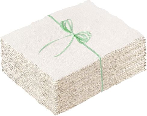 100 Sheets Deckled Edge Paper 5x7 inches, 160 GSM Handmade Paper, Rough/Textured Watercolor Paper for Wedding Invitations, Cards, Crafts in Kuwait