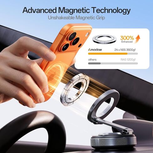 حامل هاتف مطور لعام 2024 لفتحة تهوية السيارة - [بدون استخدام اليدين] حامل هاتف السيارة مع مشبك أوسع ومشبك خطاف معدني، حامل سيارات عالمي متوافق مع iPhone 16 Pro Max 15 14 13 All in Kuwait