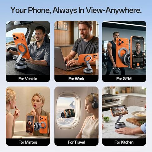 حامل هاتف مطور لعام 2024 لفتحة تهوية السيارة - [بدون استخدام اليدين] حامل هاتف السيارة مع مشبك أوسع ومشبك خطاف معدني، حامل سيارات عالمي متوافق مع iPhone 16 Pro Max 15 14 13 All in Kuwait