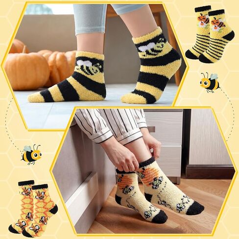 12 Sets Thicker Halloween Fuzzy Socks Warm Fuzzy Cozy and Soft Crew Socks for Halloween Gifts Boo Spooky Basket Stuffers for Men Women Fall Winter Warm Supplies Festival Party in Saudi Arabia
