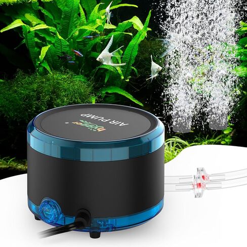 hygger Aquarium Air Pump Dual Outlet, Quiet Powerful Fish Tank Aerator 4W/8W, Adjustable Oxygen Pump with Air Stone, Bubbler for Fish Tank Up to 200 Gallon in Saudi Arabia