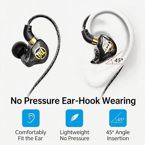 in Ear Headphones, Wired Headphones with Stereo bass, HiFi Wired Headphones, Cool Gaming Headphones, Suitable for Musicians and Singers (with Box) in Saudi Arabia