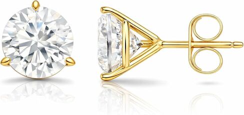 Diamond Deal IGI معتمد .50CT إلى 5.00 قيراط مستدير في المختبرات الرائعة المزرعة بأقراط مسمار 3 شريحة بأصفر أو ذهبي أصفر أو وردي مع إغلاق الظهر الدفع in Kuwait
