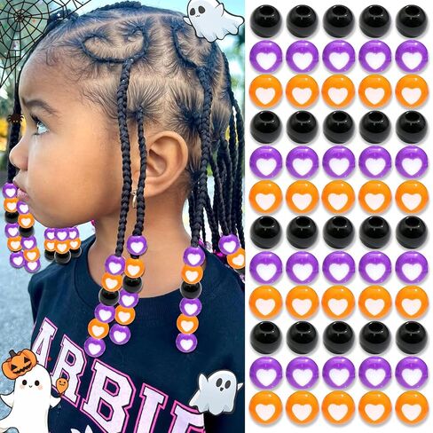 NAISKA 60Pcs Valentines Hair Beads for Kids Girls White Beads for Hair Cute Dreadlock Beads Colorful Clear Hair Beads for Braids Small Pony Beaded Hair Clips Valentine's Day Loc Beads Hair Jewelry in Saudi Arabia