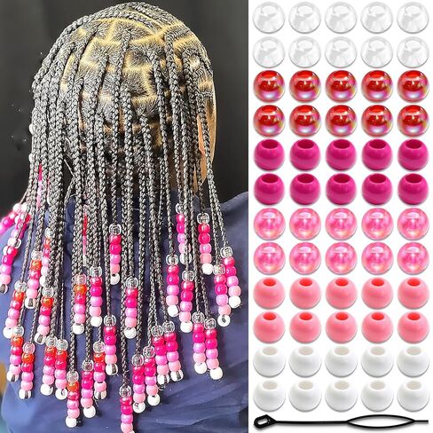 NAISKA 60Pcs Valentines Hair Beads for Kids Girls White Beads for Hair Cute Dreadlock Beads Colorful Clear Hair Beads for Braids Small Pony Beaded Hair Clips Valentine's Day Loc Beads Hair Jewelry in Saudi Arabia