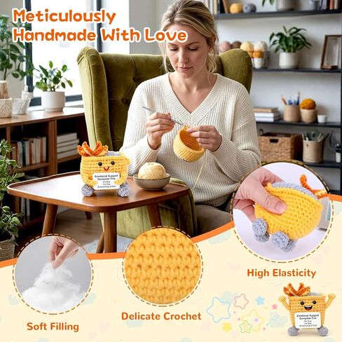 7 قطع من الكروشيه للدعم العاطفي مع بطاقة إيجابية، ملحقات مكتبية لطيفة مصنوعة يدويًا، هدايا عيد ميلاد لزملاء العمل لتخفيف التوتر للنساء والرجال، ديكور مكتب مضحك in Kuwait