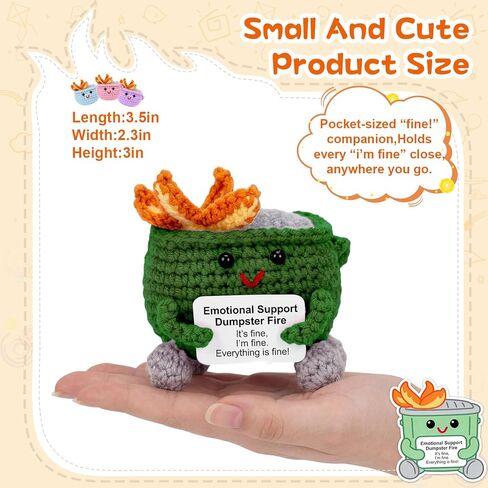 7 قطع من الكروشيه للدعم العاطفي مع بطاقة إيجابية، ملحقات مكتبية لطيفة مصنوعة يدويًا، هدايا عيد ميلاد لزملاء العمل لتخفيف التوتر للنساء والرجال، ديكور مكتب مضحك in Kuwait