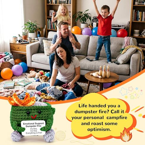 7 قطع من الكروشيه للدعم العاطفي مع بطاقة إيجابية، ملحقات مكتبية لطيفة مصنوعة يدويًا، هدايا عيد ميلاد لزملاء العمل لتخفيف التوتر للنساء والرجال، ديكور مكتب مضحك in Kuwait