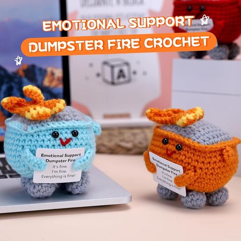 7 قطع من الكروشيه للدعم العاطفي مع بطاقة إيجابية، ملحقات مكتبية لطيفة مصنوعة يدويًا، هدايا عيد ميلاد لزملاء العمل لتخفيف التوتر للنساء والرجال، ديكور مكتب مضحك in Kuwait