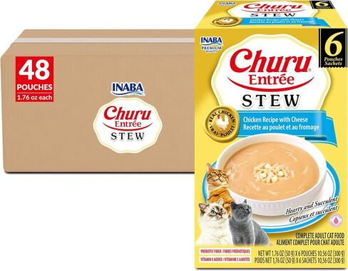 يخنة inaba churu entrée للقطط الكبيرة، خالية من الحبوب، رطوبة عالية، طعام القطط الرطب البريبايوتك، 1.76 أونصة. لكل كيس، 6 أكياس، وصفة الدجاج مع التونة in Kuwait