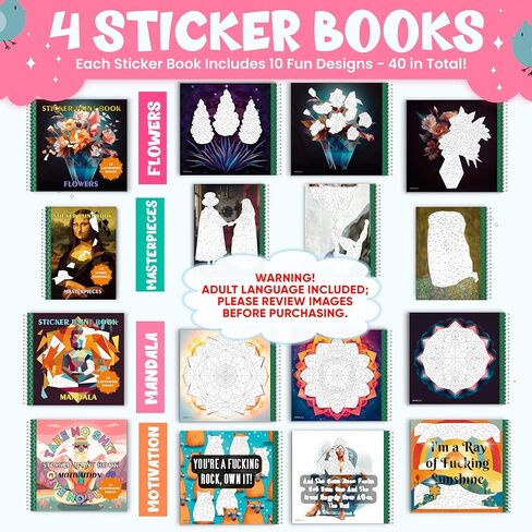 Bulbacraft 4pcs كتب الطلاء ملصقات للفتيات - كتب الملصقات حسب الرقم مع حوريات البحر والأميرات والحيوانات والحيوانات - نشاط التلوين للأطفال in Kuwait