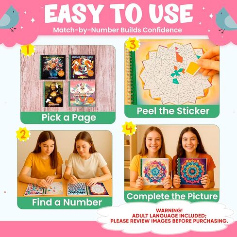 Bulbacraft 4pcs كتب الطلاء ملصقات للفتيات - كتب الملصقات حسب الرقم مع حوريات البحر والأميرات والحيوانات والحيوانات - نشاط التلوين للأطفال in Kuwait