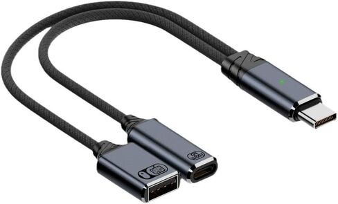2 في 1 USB C الفاصل محول الحبل محول الشحن خط قصير يدعم أثناء التنقل وظيفة نوع C + USB أنثى إخراج نوع C إلى محول USB in Saudi Arabia