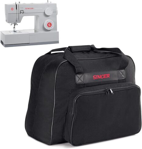 SINGER Universal Sewing Machine Tote Bag | Cream/Red Carrying Case for Portable Sewing Machines and Sergers, Dimension- 18 x 10 x 13 in, Padded Handles, Full Zip Closure, Large Storage Pocket in Saudi Arabia