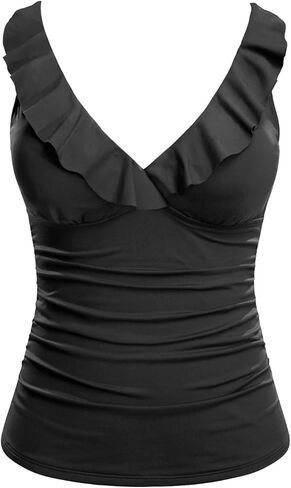 إغراء لي نساء البطن Tankini TOP - V بدلة السباحة الرقبة انقلبت على أعلى سباحة فقط 2025 in Saudi Arabia
