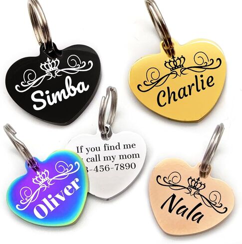 Personalized Dog Tags, Stainless Steel Pet Tags Personalized Cat, Collar Charm Engraved on Both Sides, up to 4 Lines of Custom Text, Multiple Patterns Colors Size Options (Flower, XSmall) in Saudi Arabia