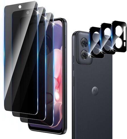 3+3 عبوات من واقي شاشة الخصوصية مصمم لهاتف Motorola Moto G Stylus 5G 2024 مع 3 قطع من واقي عدسة الكاميرا، طبقة زجاجية مقواة مضادة للتجسس، صلابة 9H، خالية من الفقاعات، سهلة التركيب in Kuwait