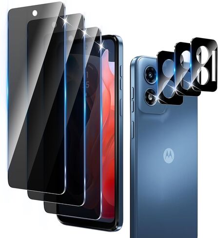 3+3 عبوات من واقي شاشة الخصوصية مصمم لهاتف Motorola Moto G Stylus 5G 2024 مع 3 قطع من واقي عدسة الكاميرا، طبقة زجاجية مقواة مضادة للتجسس، صلابة 9H، خالية من الفقاعات، سهلة التركيب in Kuwait