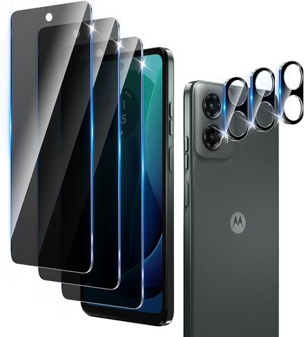 3+3 عبوات من واقي شاشة الخصوصية مصمم لهاتف Motorola Moto G Stylus 5G 2024 مع 3 قطع من واقي عدسة الكاميرا، طبقة زجاجية مقواة مضادة للتجسس، صلابة 9H، خالية من الفقاعات، سهلة التركيب in Kuwait