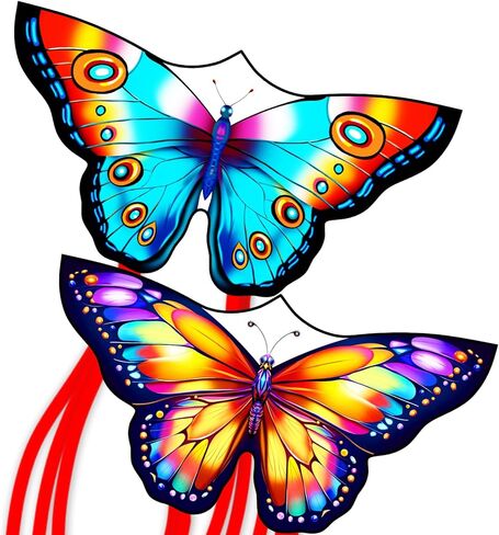 Easy to Fly 3 Pieces Kites for Kids and Adults, Large Kites Set with String, Perfect for Beach & Park Fun (Includes Butterfly, Delta & Shark Designs) in Saudi Arabia