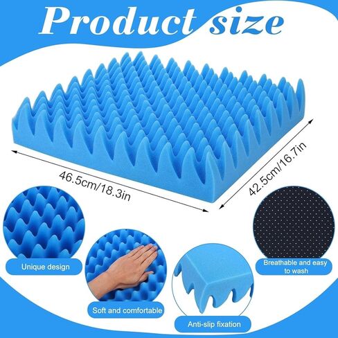 2 PCS Egg Crate Crate Crate Crition ، وسادة مقعد السيارة ، وسادات كرسي كرسي مع غطاء وسادة سوداء ، للظهر ، الورك ، عرق النسا ، العصعص ، تخفيف آلام عظم الخلفي in Kuwait