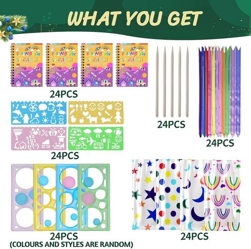 12 Pack Scratch Art Paper Rainbow Sets Scratch Off Art Notebook Crafts Easter Gifts Party Games Easter Christmas M in Saudi Arabia