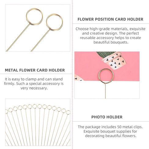 60PCS Sticks for Flower Bouquet, Metal Floral Picks, Gold Place Card Holder, Heart Loop Picture Holders, Flower Bouquet Accessories, Valentine’s Day Flower Arrangements Supplies, Floral Supplies in Saudi Arabia