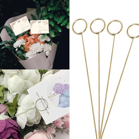 60PCS Sticks for Flower Bouquet, Metal Floral Picks, Gold Place Card Holder, Heart Loop Picture Holders, Flower Bouquet Accessories, Valentine’s Day Flower Arrangements Supplies, Floral Supplies in Saudi Arabia