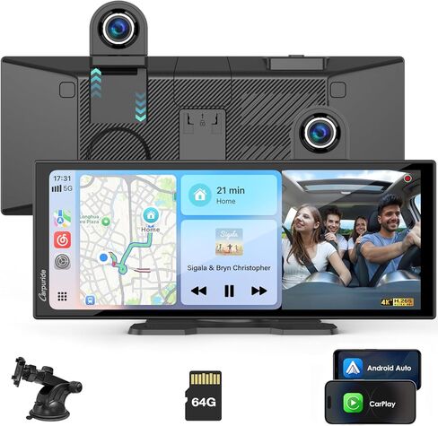 Carpuride Carplay Screen for Car with 4K Dash Cam & 1080P Backup Camera 11.26" Portable Car Play Touchscreen Wireless Carplay & Android Auto, Loop Recording, Voice Control, GPS Navigation, Mirror Link in Saudi Arabia