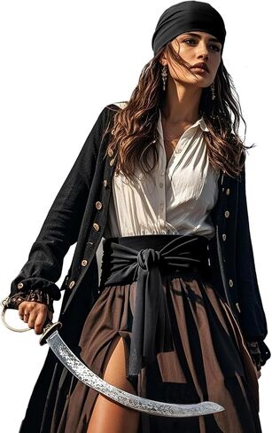 Pirate Costume Accessories – Bandana and Waist Scarf Set for Men & Women, 2PCS Halloween Cosplay Kit in Saudi Arabia