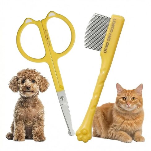 3-in-1 Tear Stain Remover for Dogs & Cats - 1oz Natural Eye Balm with Pro Brush & Fine-Tooth Comb - Professional Eye Gunk & Crust Remover for Maltese, Shih Tzu, White Fur - Safe & Hypoallergenic in Saudi Arabia