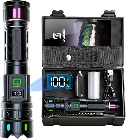 مصابيح يدوية قابلة لإعادة الشحن من VASTFIRE لومن عالي، مصباح يدوي LED فائق السطوع 30 وات مع شاشة LCD، شعاع 3937 قدمًا و12 ساعة يدوم طويلاً، ضوء فلاش محمول عالي الطاقة مع مغناطيس للمنزل والتخييم in Kuwait