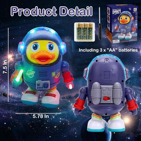 Musical Dancing Space Duck Toy, Walking Duck Robot with Lights & Sounds, Crawling Interaction & Tummy Time Toy for Babies Ages 1-3, Toddlers Birthday Gift (Blue) in Saudi Arabia