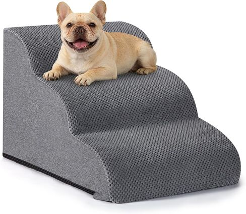 Dog Stairs for Bed 22.4"H,5-Step Dog Ramp for Small Dogs & Cats,Pet Steps for Dogs to get on High Bed, Indoor Anti-Slip Pet Stairs for Old Cats and Puppy,Grey in Saudi Arabia