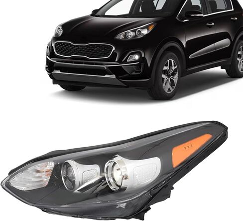 مصباح هالوجين أمامي مع LED DRL متوافق مع المصابيح الأمامية كيا سبورتاج 2017-2022 مع مصابيح 1 زوج للسائق الأيسر وجانب الراكب الأيمن 92101-D9110 92101D9110 92102-D9110 92102D9110 in Kuwait
