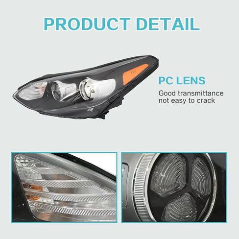 مصباح هالوجين أمامي مع LED DRL متوافق مع المصابيح الأمامية كيا سبورتاج 2017-2022 مع مصابيح 1 زوج للسائق الأيسر وجانب الراكب الأيمن 92101-D9110 92101D9110 92102-D9110 92102D9110 in Kuwait
