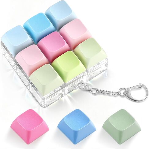 Keyboard Fidget Toy with 3 Extra Keycaps – 9 Key Fidget Keychain Stress Relief Fidget Clicker – Clicky Fidget Toys for Adults, Improve Focus & Relieve Anxiety at Work, Travel – Stress Relief Gifts in Kuwait