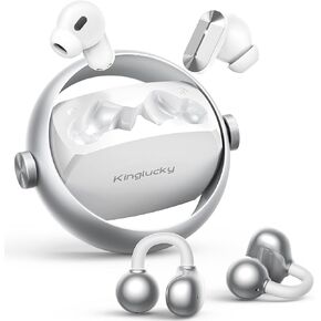 Kinglucky New A1 Open Ear Clip On Earbuds, Lightweight Comfort Fit with Dual-Driver Sound, 40H Playtime, Wireless Headphones Bluetooth 6.0 with Clear Calls, IP56 Waterproof Ear Buds, Kinyo Black in Kuwait